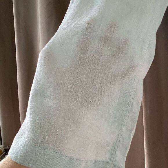Claudio Milano Baby Blue Linen Crop Pants 32 - Picture 6 of 9